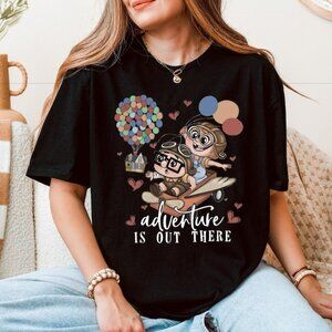 Adventure Is Out There T-Shirt, Rainbow Balloon Graphic Tee